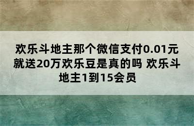 欢乐斗地主那个微信支付0.01元就送20万欢乐豆是真的吗 欢乐斗地主1到15会员